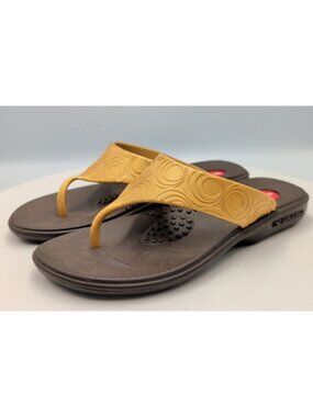 Okabashi Marina Slides Flip Flop Sandals Comfort Arch Support Us 5-6 Gold Brown